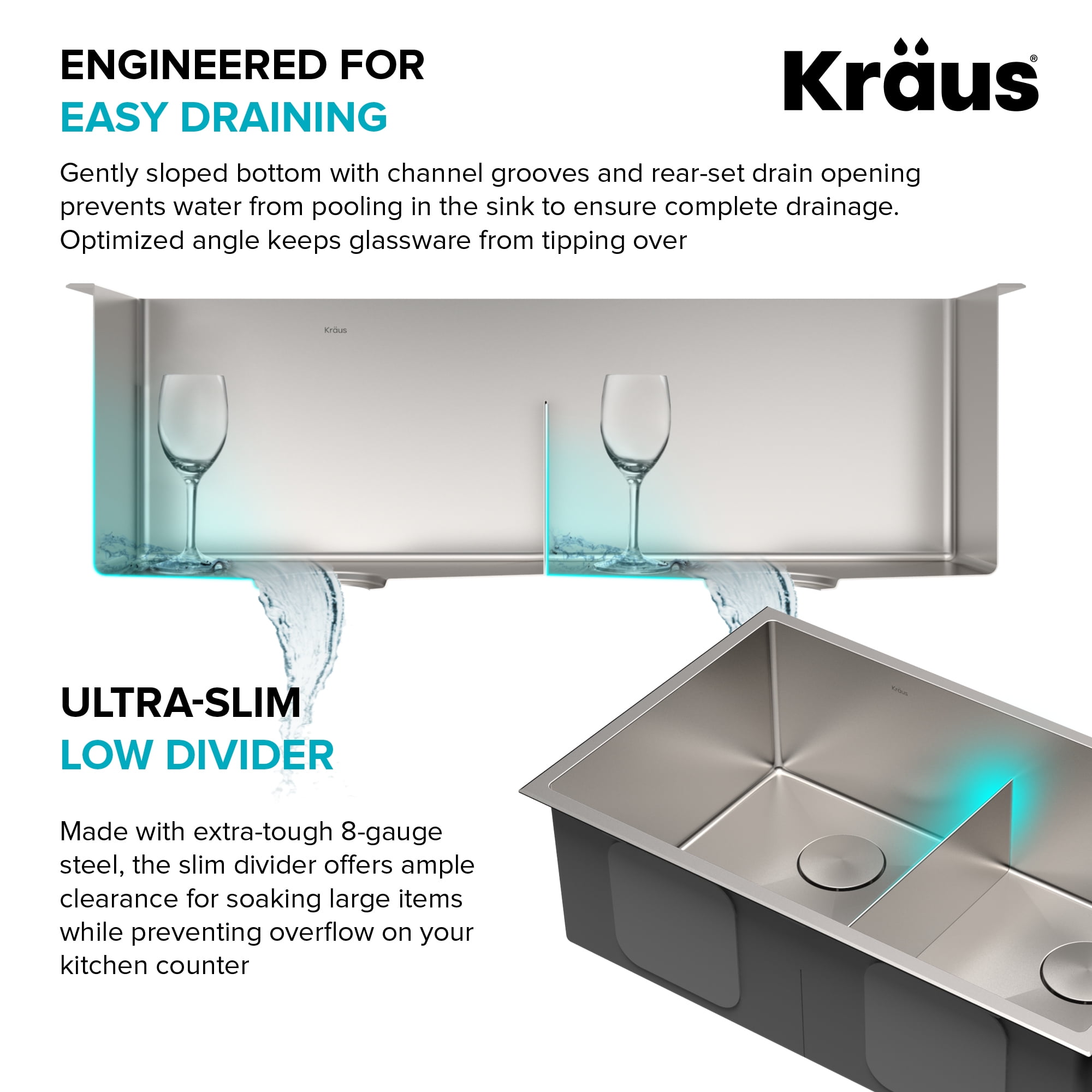 Kraus Kore Workstation 33-inch Undermount 16 Gauge Double Bowl Stainless Steel Kitchen Sink with Accessories (Pack of 8) with Waste Guard Continuous Feed Garbage Disposal