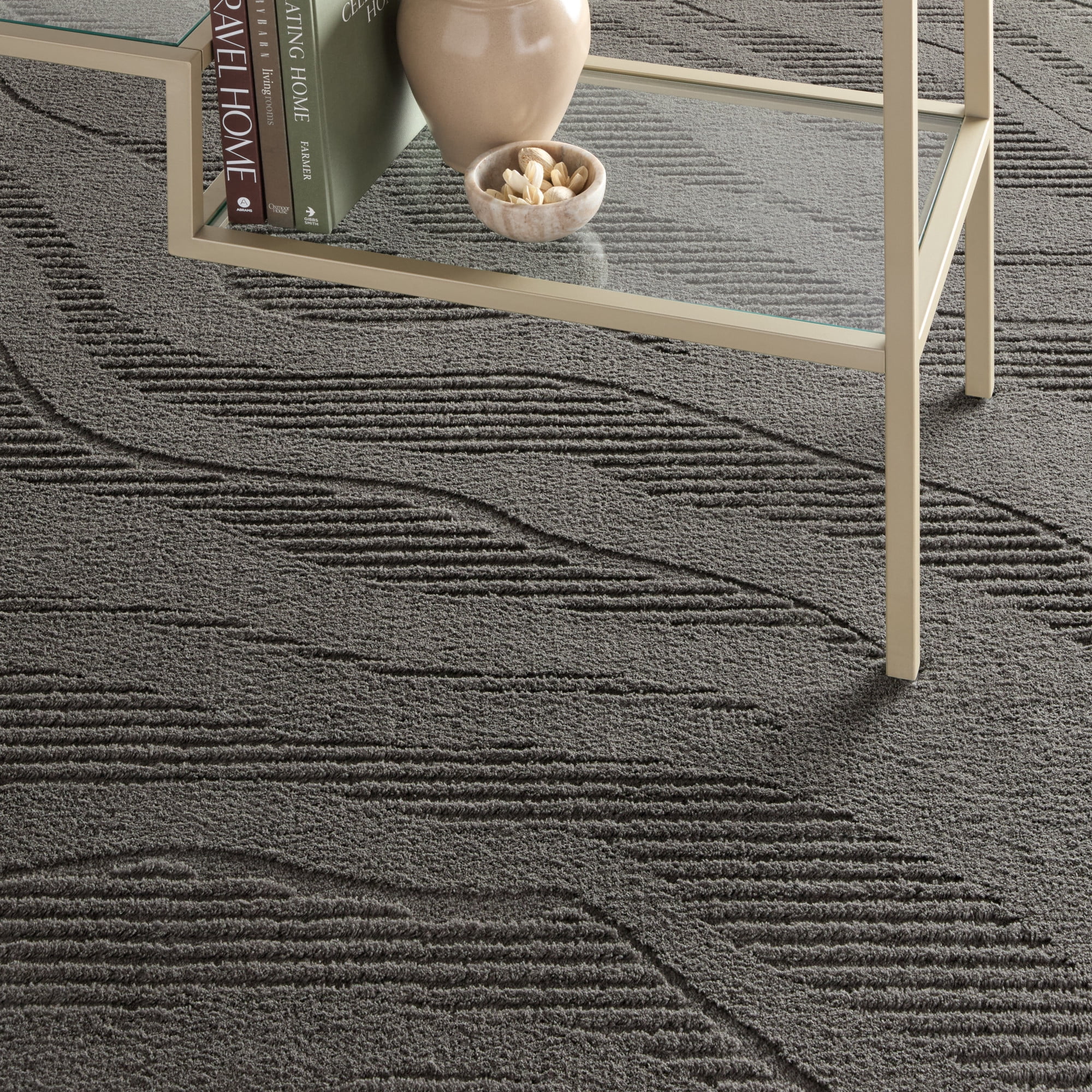 TOWN & COUNTRY EVERYDAY Lane Painterly Wave Soft Felt Everwash®, Machine Washable Area Rug with Non-Slip Backing, Modern Rug, Charcoal Grey, 1'7"x2'11"
