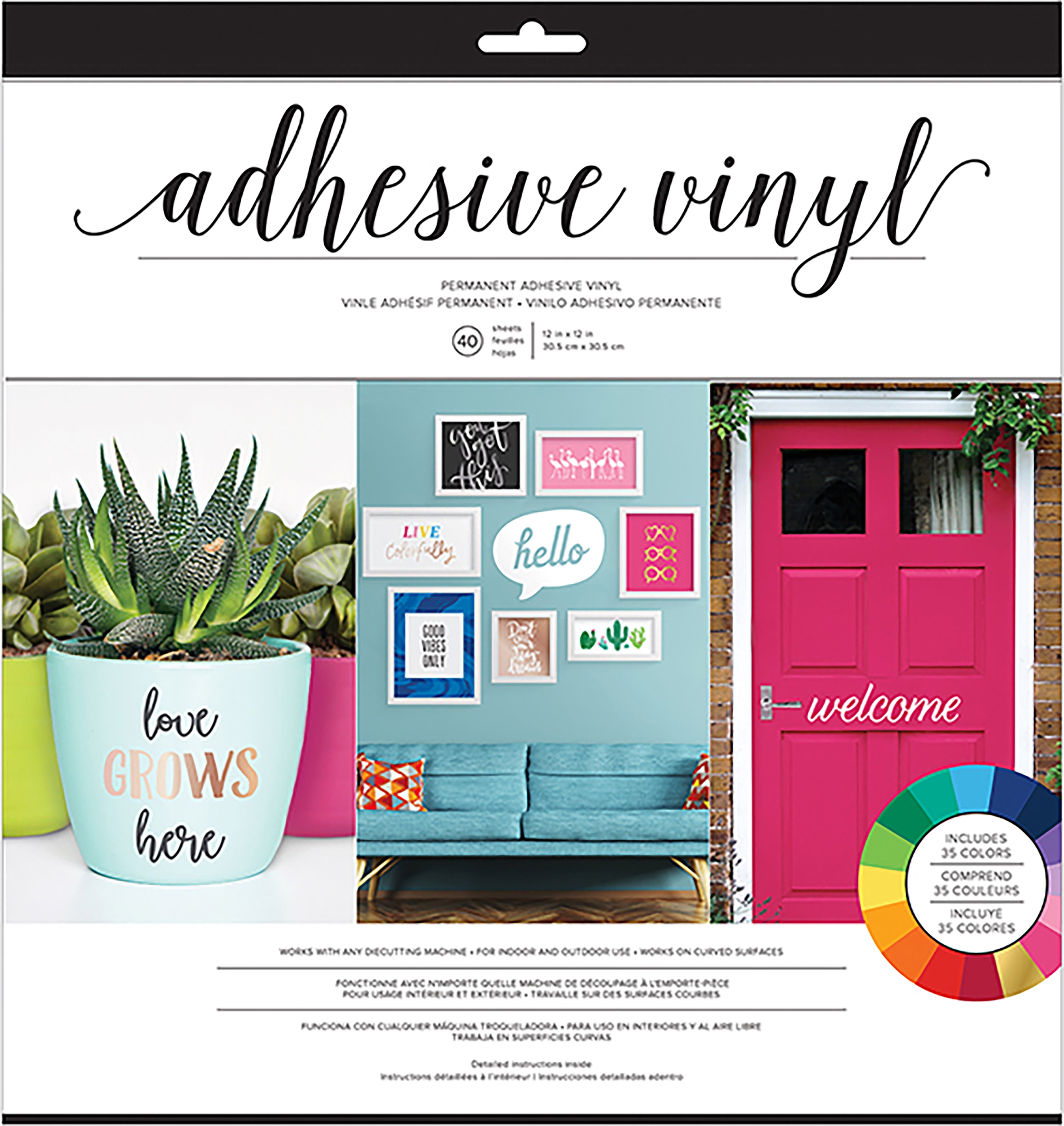 American Crafts Adhesive Vinyl Combo Pack 40/PkgBright Solid Colors