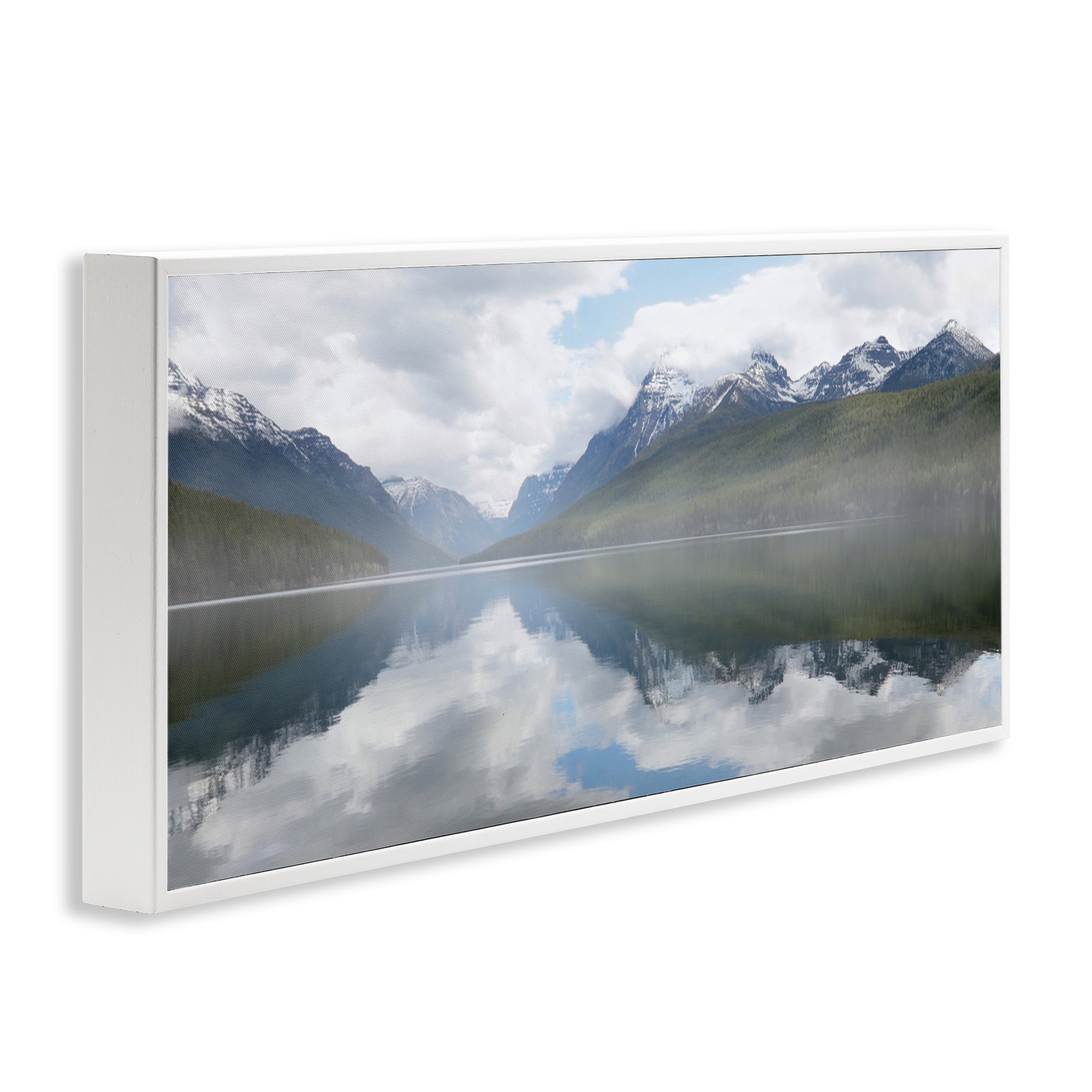 Stupell Industries Mountain Peak Reflections Landscape Photography White Framed Art Print Wall Art, 24 x 10