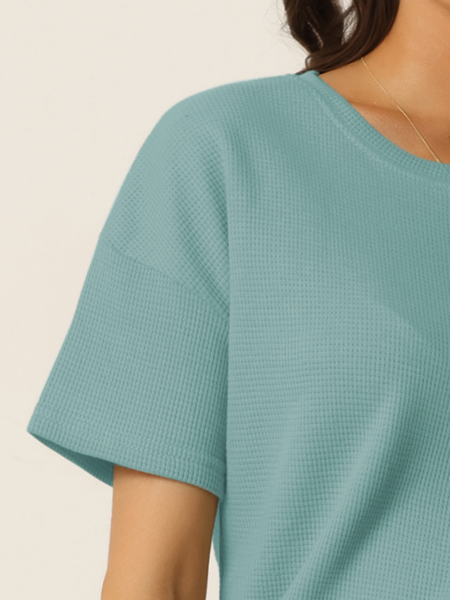 DARING DIVA Women's Short Sleeve Solid Color Pullover Pajama Set M Lake Green