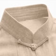 thumbnail image 6 of Qiyinn Men's Spring/Summer Solid Color Linen Button-Down Loose Stand Collar Short-Sleeve Shirt, 6 of 7