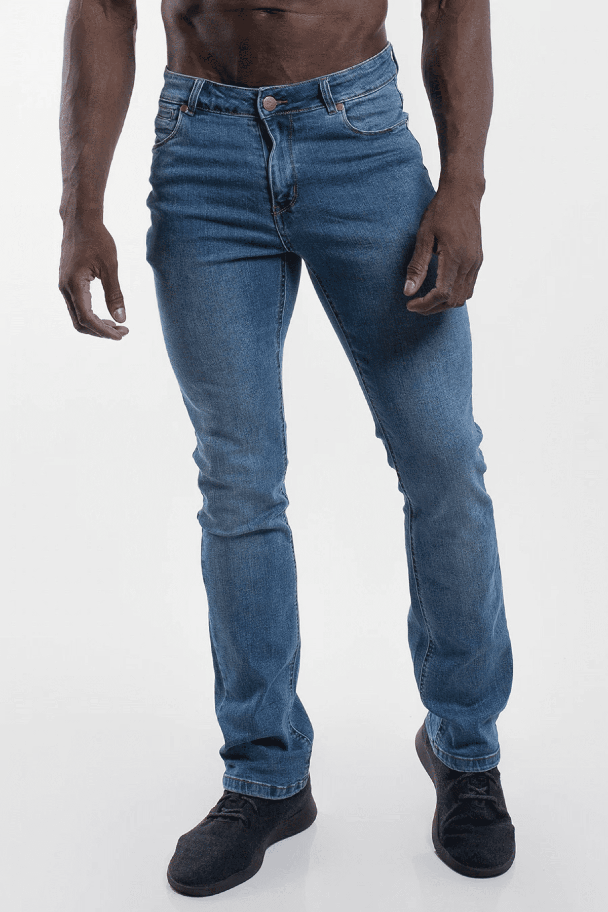 Barbell Apparel Men's Bootcut Athletic Fit Jeans Light Wash 34