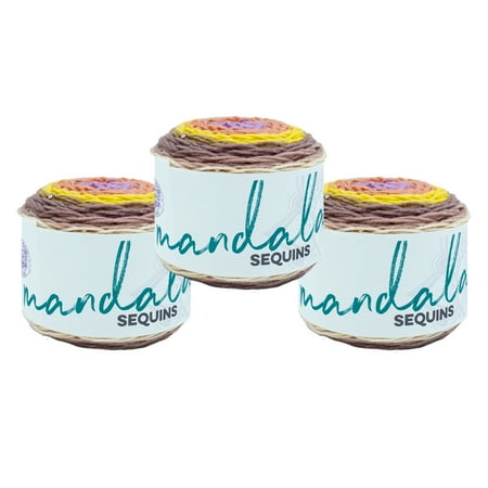 UPC: 0842093134466 | Lion Brand Yarn Mandala Sequins Agate Lightweight Acrylic  Polyester Multi-color Yarn 3-Pack