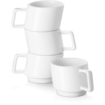 

Espresso Coffee Cups Stackable Espresso Mugs for Coffee Set of 4 White 2.5 oz