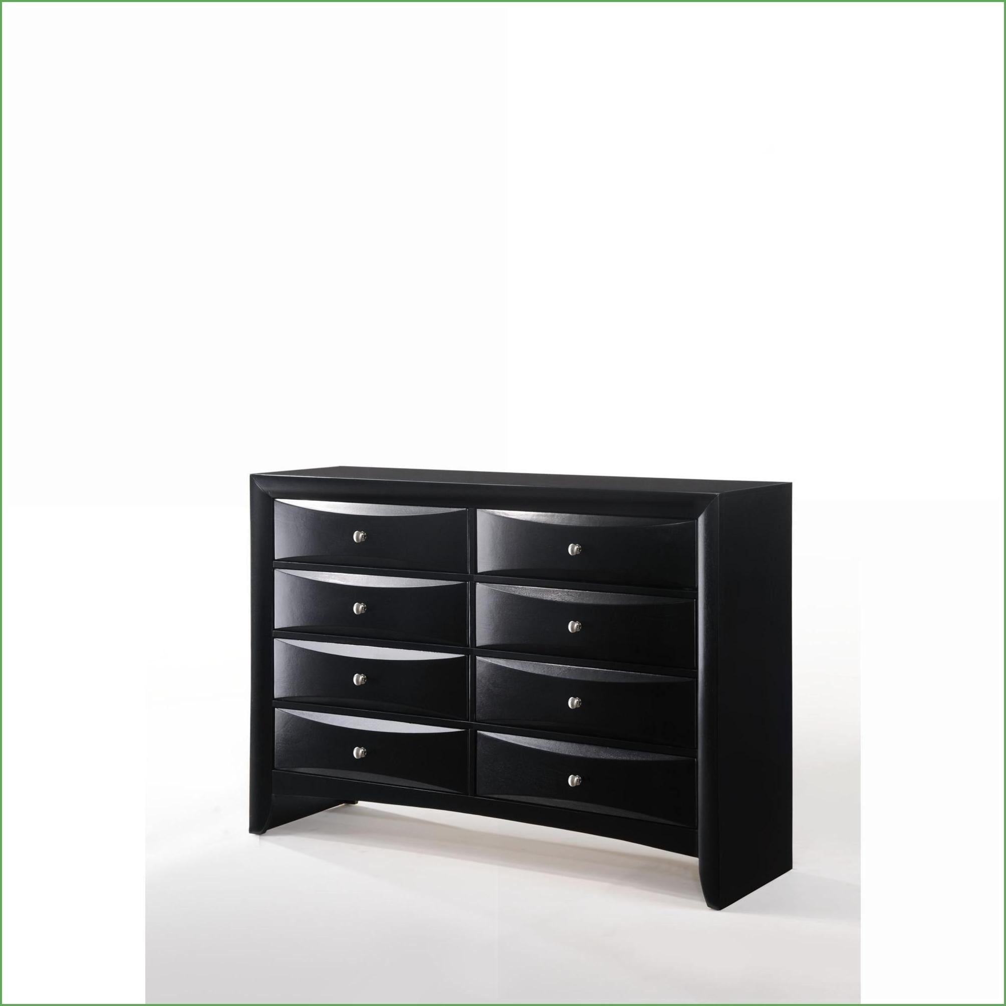 Dressers, Modern Black Finish 8-Drawer Dresser | No Assembly | Black | Synthetic Wood