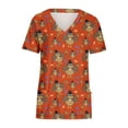 thumbnail image 2 of DDAPJ pyju Womens Thanksgiving Scrub Tops Clearance Sales,Pumpkin Turkey Print Short Sleeve V Neck Nursing Scrubs Holiday Breathable Stretchy Working Uniform with Pockets, 2 of 4