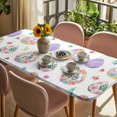 thumbnail image 3 of Easter Colorful Eggs Table Cloths for 3 Foot Rectangle Tables, Spring Flowers Leaves Country Plants Patio Waterproof Elastic Fitted Tablecloths, Washable Rectangular Table Cover for Camping, 3 of 8