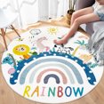 thumbnail image 2 of Lanpei Rainbow Play Mat 4Ft Round Blue Carpet for Girls Bedroom Circle Animal Nursery Playroom Rug Crawling Mat Bedside Rug for Kids Room Decor, Pink, 2 of 7