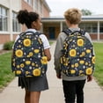 thumbnail image 2 of Uorisanigo Sunflower Black Backpack Set for Boys Ages 5-16, Large Capacity Bookbag with Insulated Lunch Bag, Water Bottle Holder and Pencil Box, Side Mesh Pocket for Laptop, 2 of 7