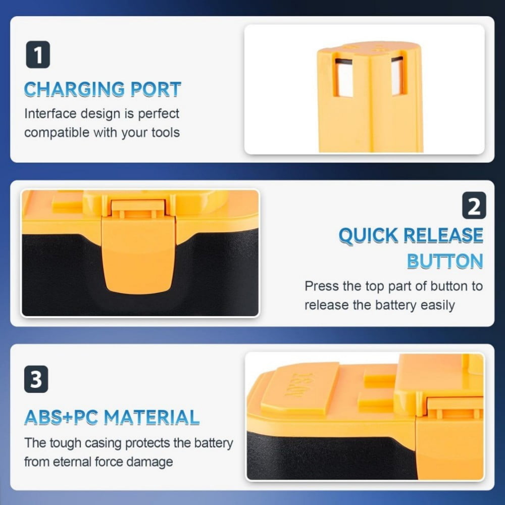 2Pack P100 18V 4.8Ah Replacement Ryobi 18V Batteries with a P117 Fast Charger for Ryobi 9.6V-18V Battery