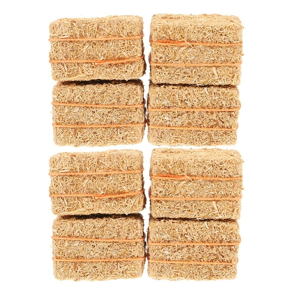 SHISUYAN 8Pcs Mini Hay Bales Mini Straw Hay Miniature Figurine Hay for Mini House Decoration