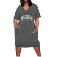 thumbnail image 2 of HOMBOM Mid-Length Dresses for Women Dark Gray Summer V-Neck A-Line 2024 Floral Plus Size Short Sleeve Dress XL, 2 of 5