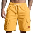thumbnail image 2 of Short for Men Summer Corduroy Drawstring Waist Loose Solid Color Multiple Pockets Work Pants Outdoor Fitness Pants Beach Shorts, 2 of 9