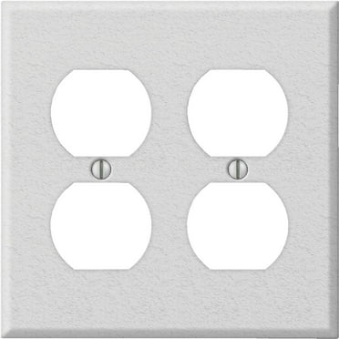 Amerelle PRO 2-Gang Stamped Steel Outlet Wall Plate, White Wrinkle C982DDW