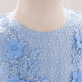 thumbnail image 5 of IBTOM CASTLE Baby Girl Flower Dress Sleeveless Lace Bowknot Princess Tulle Tutu Bridesmaid Wedding Baptism Birthday Party Prom Gown 6-9 Months Blue, 5 of 8