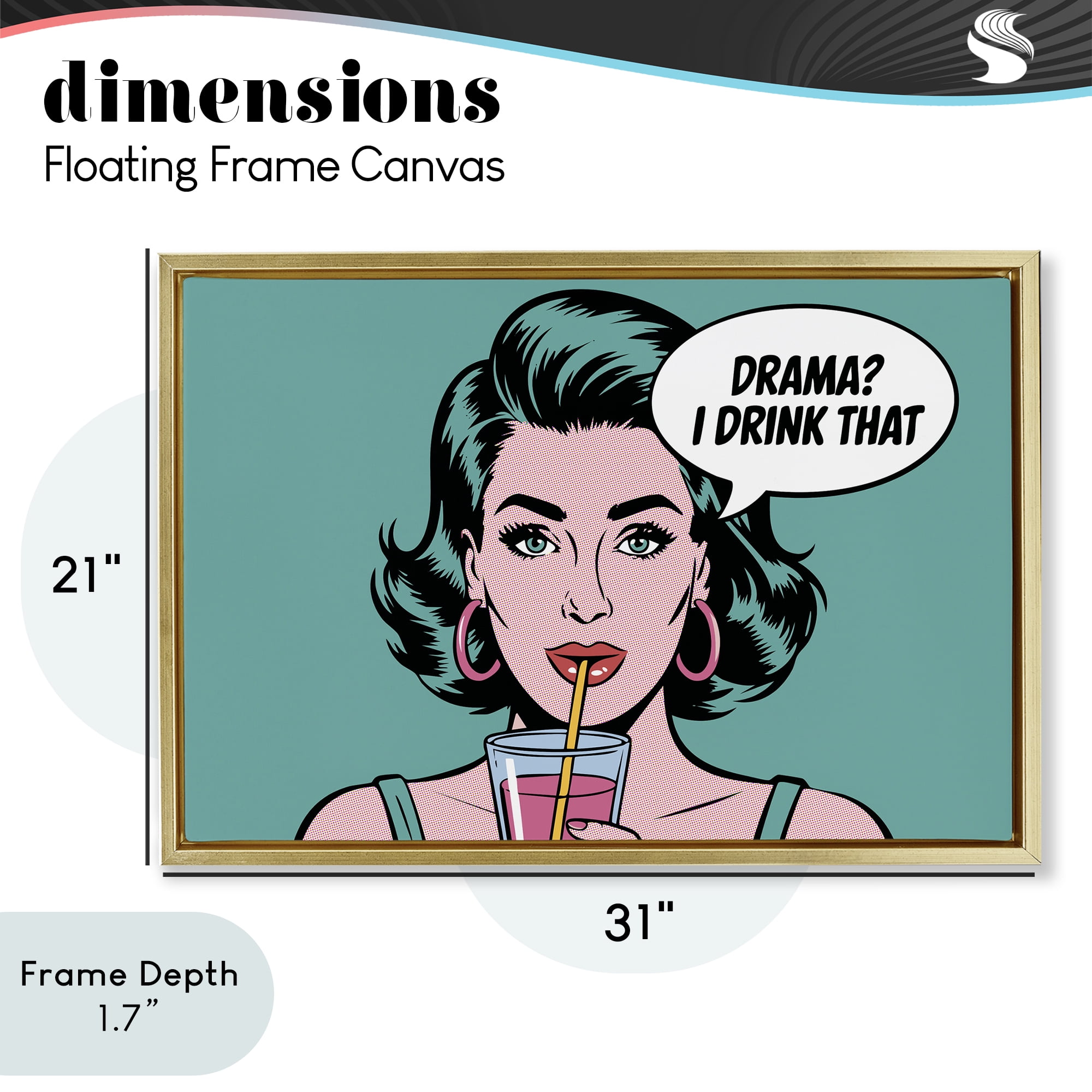 Stupell Industries Drama I Drink That Gold Framed Floater Canvas Wall Art, design by Andreas Magnusson