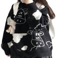 thumbnail image 3 of Chandails en Tricot à Manches Longues à Col Rond pour Femmes avec Imprimé Cartoon Cow, Coupe Ample, 3 of 6