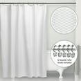 thumbnail image 3 of Microdry Water-Repellent Embossed Fabric Shower Curtain Liner Set with 12 Rust-Resistant Chrome Double Roller Hooks, White (13-Piece), 3 of 8