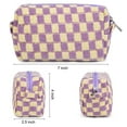 thumbnail image 7 of 2 Pcs Makeup Bags, Checkered Cosmetic Bag for Women, Purple and Blue, 7 of 7