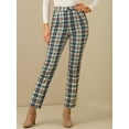 thumbnail image 2 of DARING DIVA Women's Plaid Trousers Button Tartan Check Work Pants M Green, 2 of 6