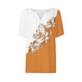 thumbnail image 4 of ALLLIST Womens Summer Tops Orange V-Neck Short Sleeve Button Graphic T-Shirts Blouses for Women M, 4 of 4