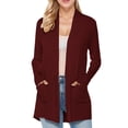 thumbnail image 1 of Durtebeua Cardigan pour Femme à Col Rond, Boutonné, Manches Longues, Bourgogne, 2TG, 1 of 5