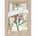 thumbnail image 3 of Modern Duvet Cover Set Queen Size, Retro Vintage Style Colorful Design on Abstract Black Tree with Leaves Buds Artwork, Decorative 3 Piece Bedding Set with 2 Pillow Shams, Multicolor, by Ambesonne, 3 of 3