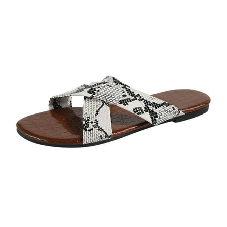

zuwimk Sandals For Women Dressy Summer Women s Slide Sandals Comfortable Beaded Casual Bohemian Thong Summer Shoes White