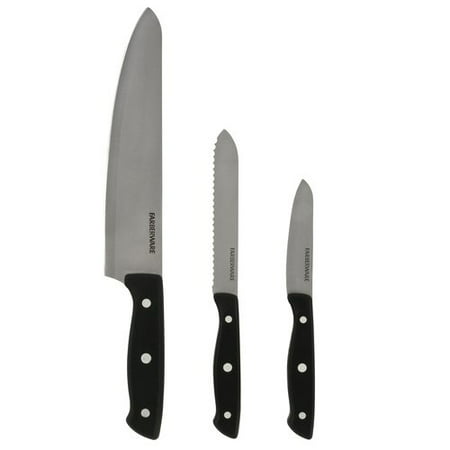 Farberware Traditions Triple Riveted Stamped Chef Knife Set, 3