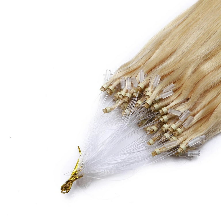 MY-LADY Blonde Micro Loop Ring 100% Remy Human Hair Extensions Thick  Invisible Nano Beads Micro Link Hairpiece 50S 1G 