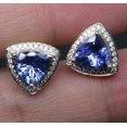 thumbnail image 2 of 2Ct Trillion Lab-Created Diamond Tanzanite Stud Earring 14K Yellow Gold Plated, 2 of 3
