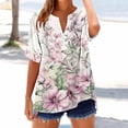thumbnail image 2 of Button Down Shirts for Women Summer 2026 Boho Floral Printed Short Sleeve Tops Cottn Linen Beach Vacation Blouses, 2 of 5