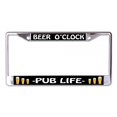 thumbnail image 1 of Beer O'Clock Pub Life Chrome License Plate Frame, 1 of 1