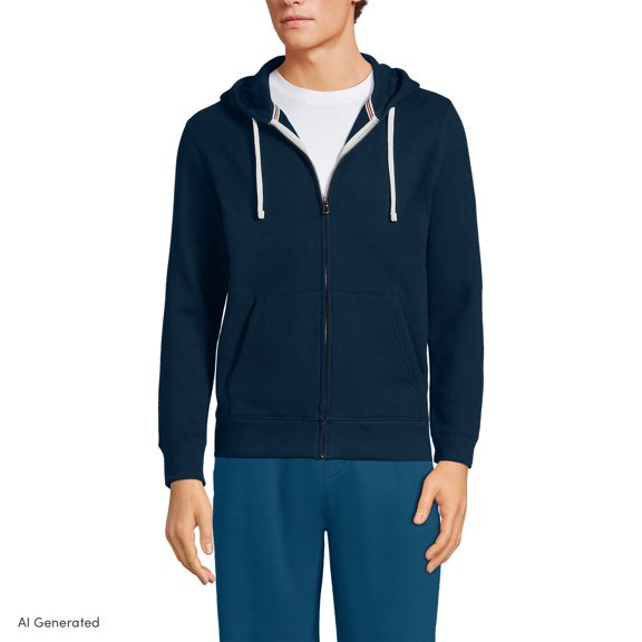 Lands' End Men's Long Sleeve Serious Sweats Full Zip Hoodie