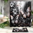 thumbnail image 3 of Set de decoración de baño Litabel, diseño de mariposas negras con estampado floral, 4 unidades, 3 of 6