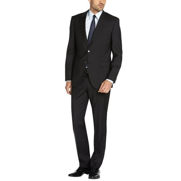 Mens Side Vent 2-piece Black Modern Fit Suit DTI DARYA