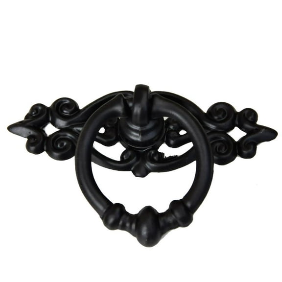 Drawer Handles Rings Cabinet Drawer Pulls Handles Antique Single Hole Knobs Copper for Furniture Cabinet Cupboard Dresser Wooden Case Box (Black)