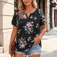 thumbnail image 2 of DHFJKG V Neck T Shirt Women Leopard Graphic Tee Short Sleeve Summer Patchwork Color Loose Fit Tshirts Trendy Tops, 2 of 4