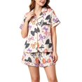 thumbnail image 3 of Breezora Womens Pumpkin Print Pajama Set Short Sleeve Button Shirt with Matching Shorts Halloween Casual Fall Nightwear Lounge Comfort Top, 3 of 5