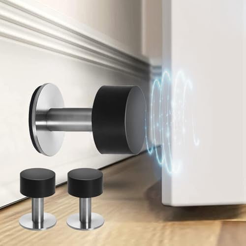 Door Stoppers,2PC Door Stop Wall Protector, Door Stoppers for Bottom of Door with Self Strong Adhesive,for Home & Office Use（Black Door Stopper）