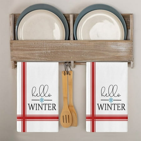

Tuelaly Christmas Kitchen Towels and Dishcloths Merry Christmas Tree Snowman Dish Towels Gnome Red Buffalo Plaid Truck Holiday Tea Hand Towels Housewarming Gifts for New Home Bathroom Decorations