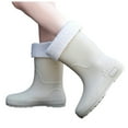 thumbnail image 6 of KEGIRLOM Women's Removable Lined Waterproof Comfortable Height-Increasing Heeled Mid-Calf Rain Boots Shoes For Fall And Winter. Beige Size 4.5, 6 of 7