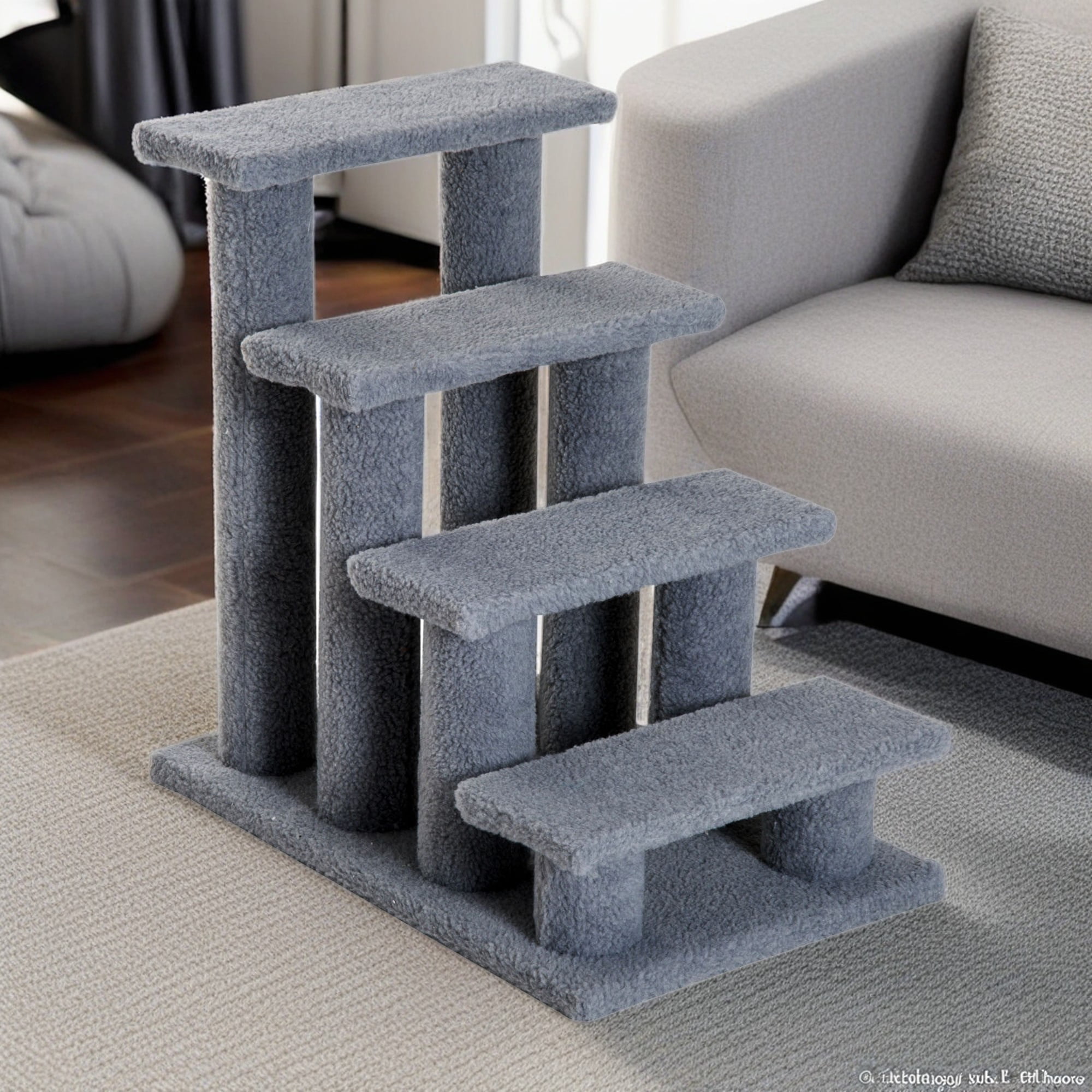 Kadyn 24" Pet Stairs for Small Pet, 4-Step Ramp for Beds and Couch with Non-Slip Carpeted Indoor Ladder, Cat Tree Climber, Gray Kadyn 24" Pet Stairs for Small Pet, 4-Step Ramp for Beds and Couch with Non-Slip Carpeted Indoor Ladder, Cat Tree Climber, Gray