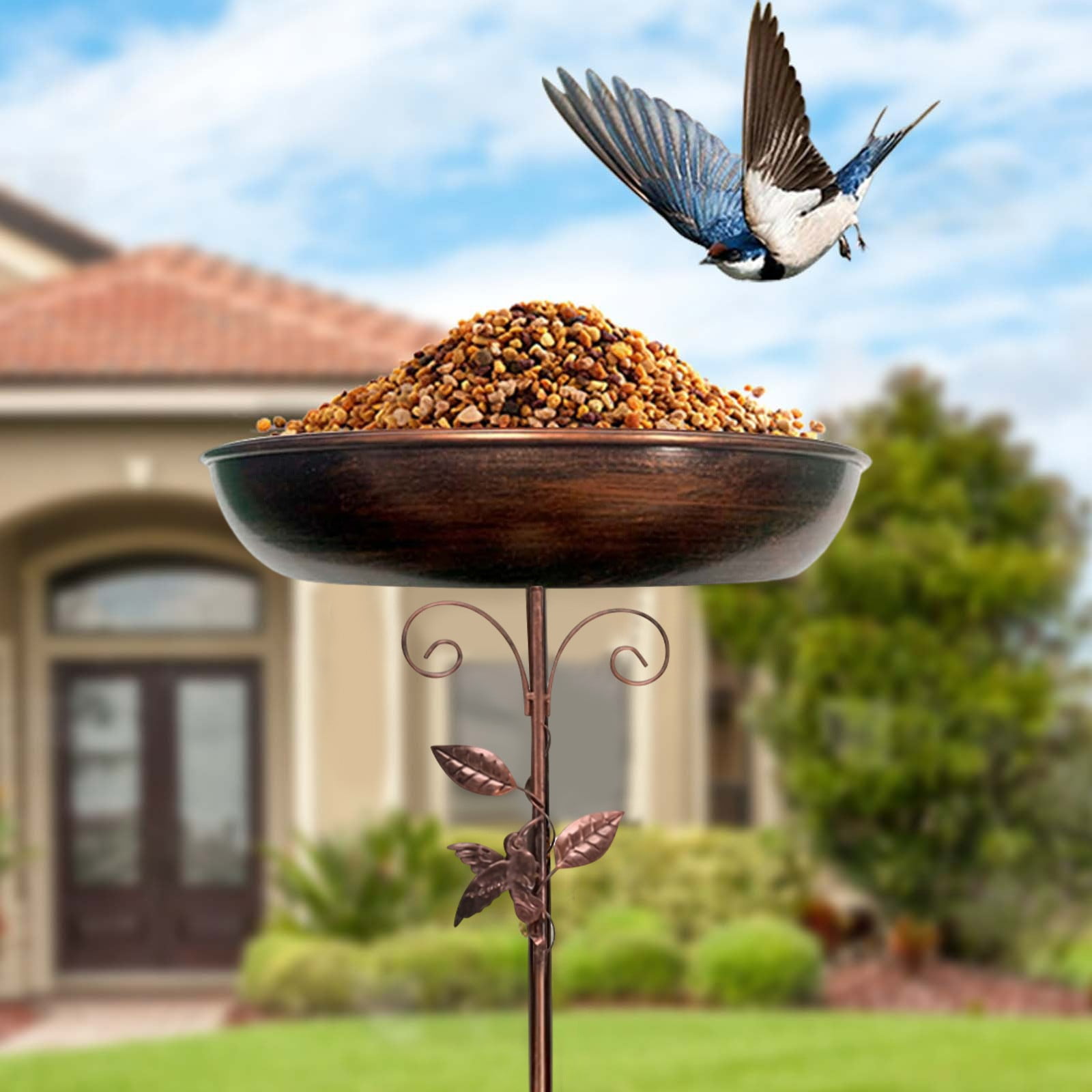 Bird Bath, Standing Diameter, Rustproof Bath for Outdoor Garden, Sturdy Construction