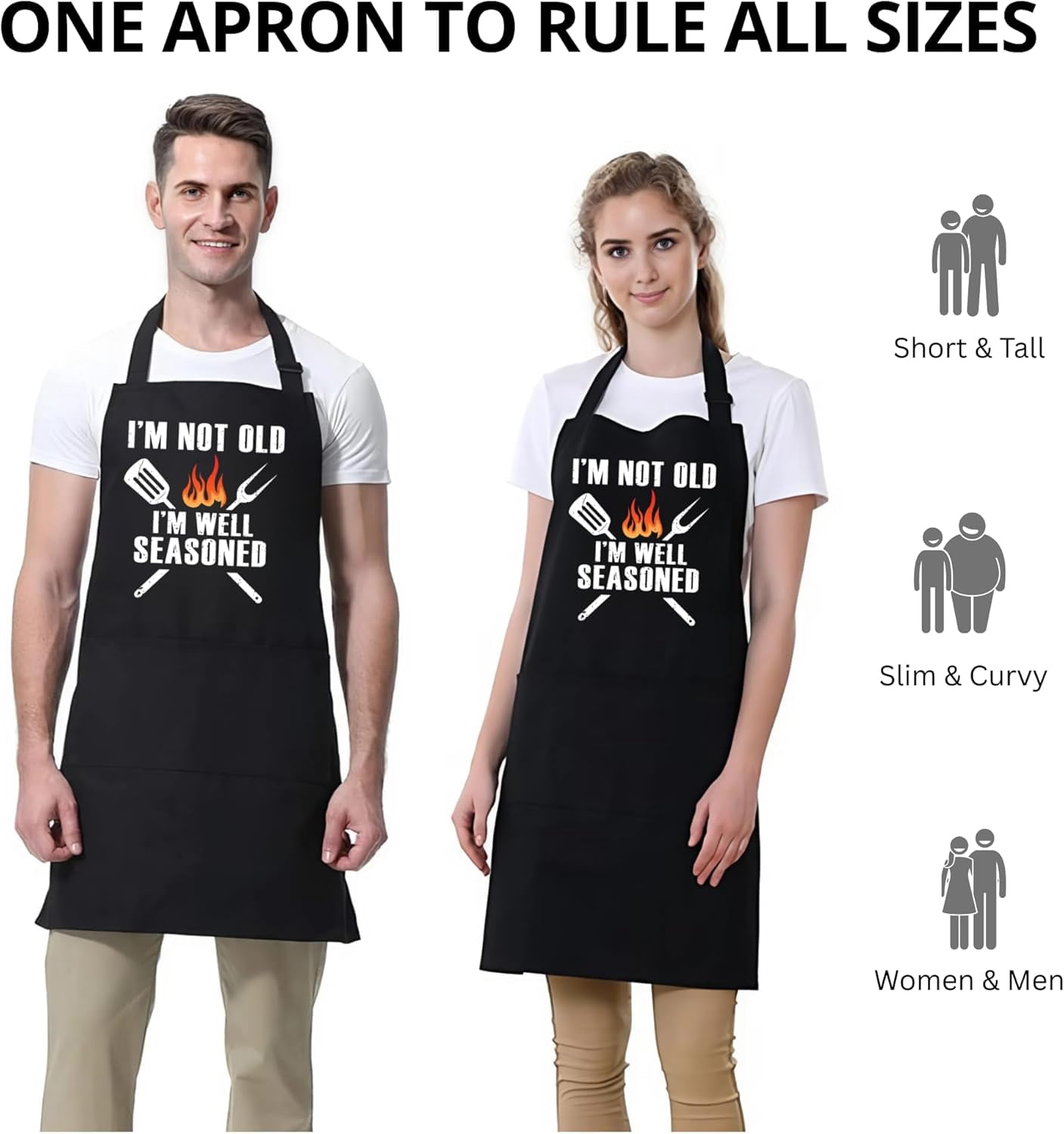 Funny BBQ Grilling Aprons for Men with Pockets, BBQ Grill Mens Cooking Apron Funny for Men Husband Dad Birthday Gift