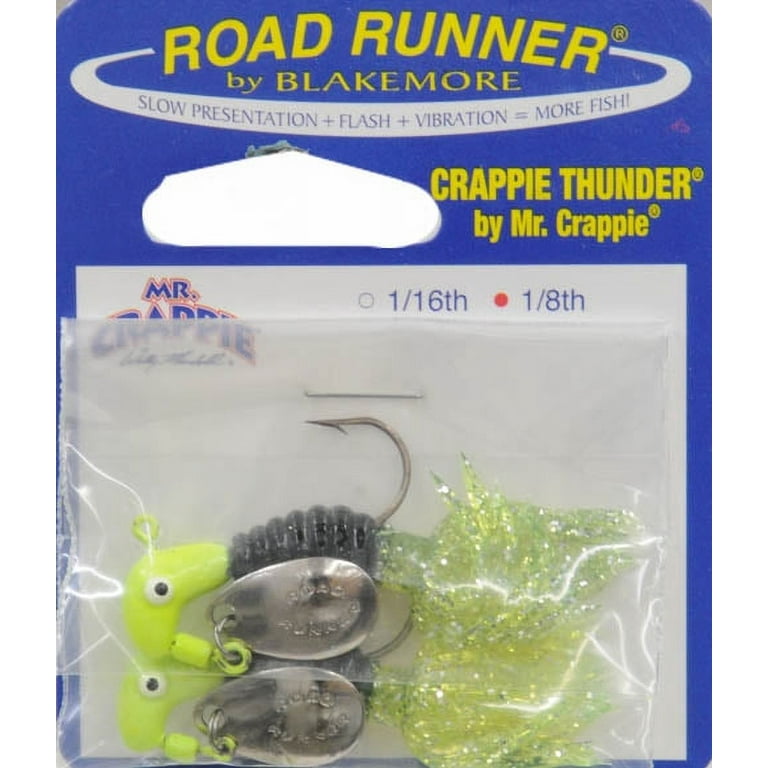 Road Runner Crappie Tamer, Chartreuse/Black Sparkle, Underspin