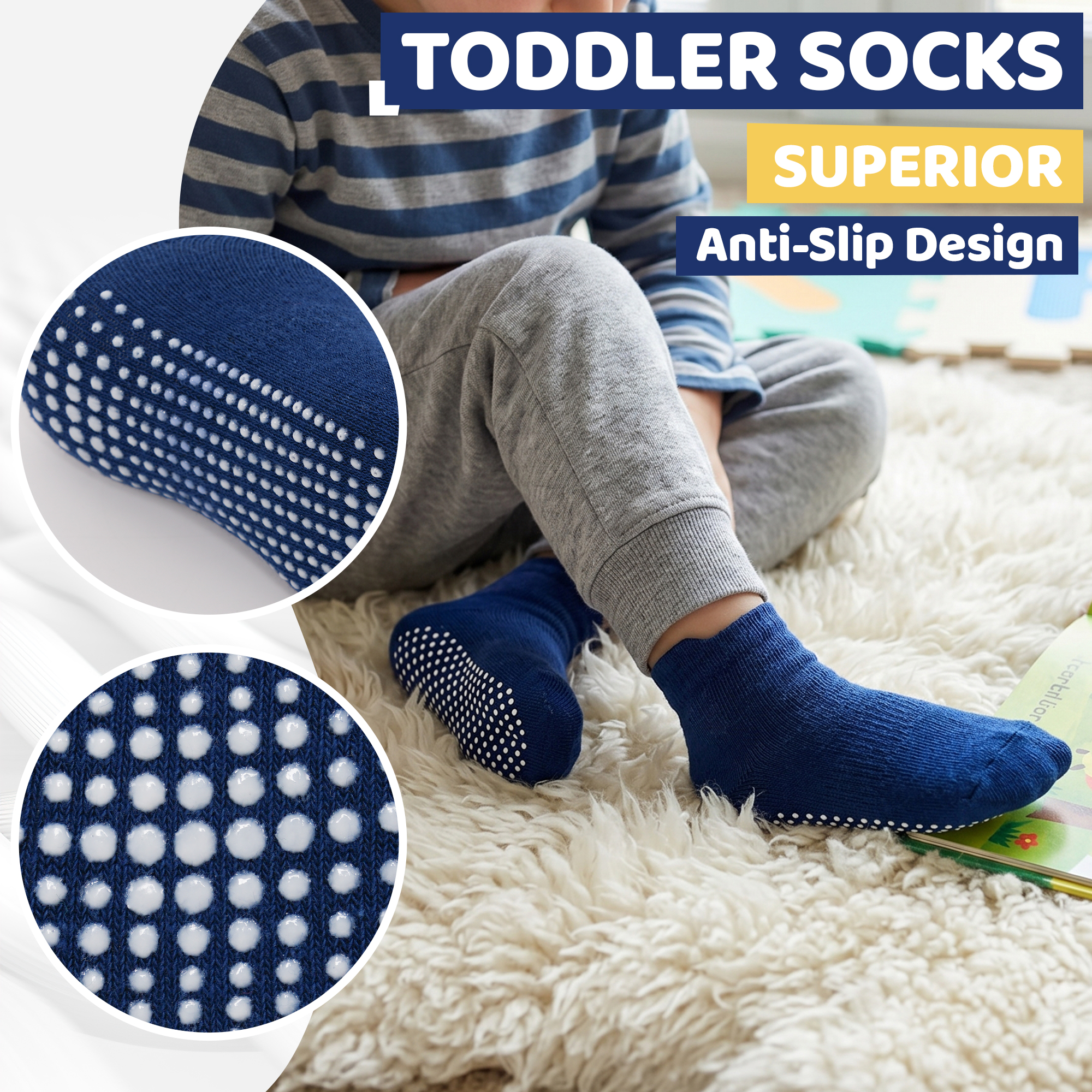Elutong 12-Pack Non-Slip Toddler Socks photo 2