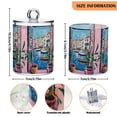 thumbnail image 5 of Yayeee 4 Pack Qtip Holder Bathroom Cotton Swab Canister with Lid Clear Dispenser Set, Blue Plants Window, 5 of 6