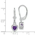 thumbnail image 2 of Boucles d'Oreilles Levier en Argent Sterling 925 6mm Cœur Améthyste Pendantes Amour, 2 of 6